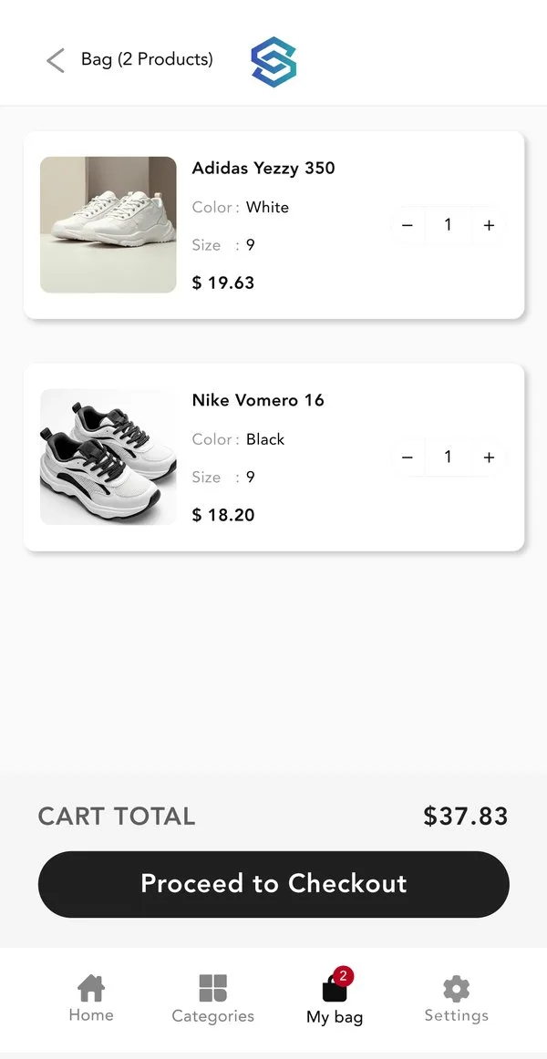 Cart with 2 products
